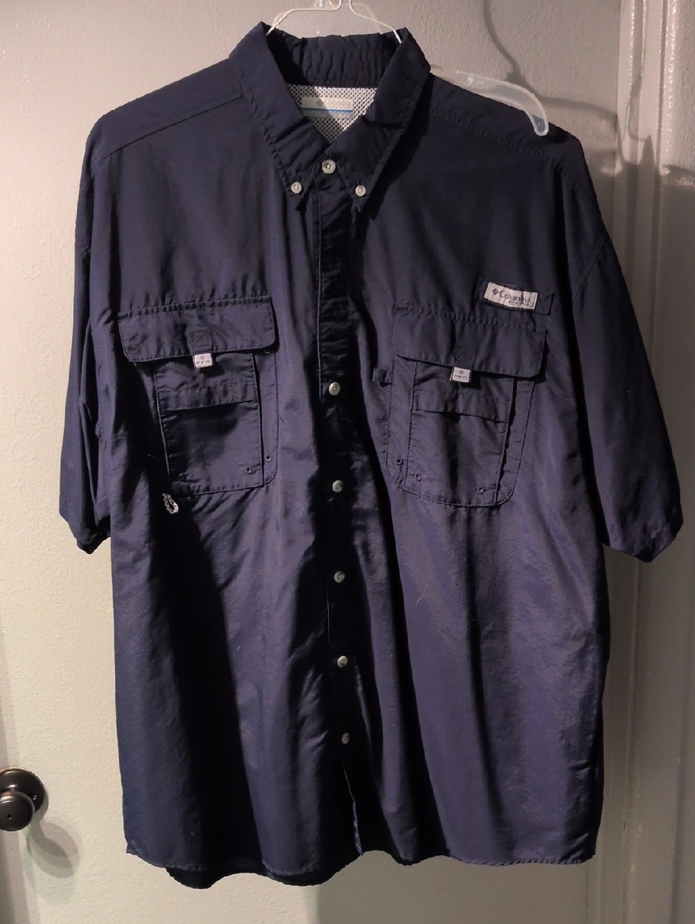 Columbia Men's Navy Short Sleeve Button-Down Utility Shirt